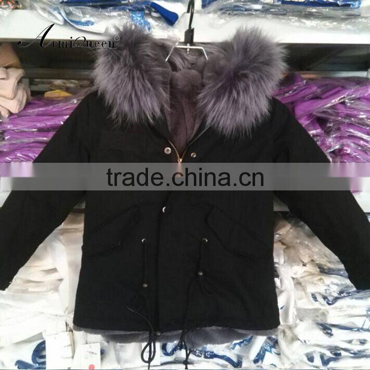 The kid style black shell with grey lining cute little gile/boys jacket