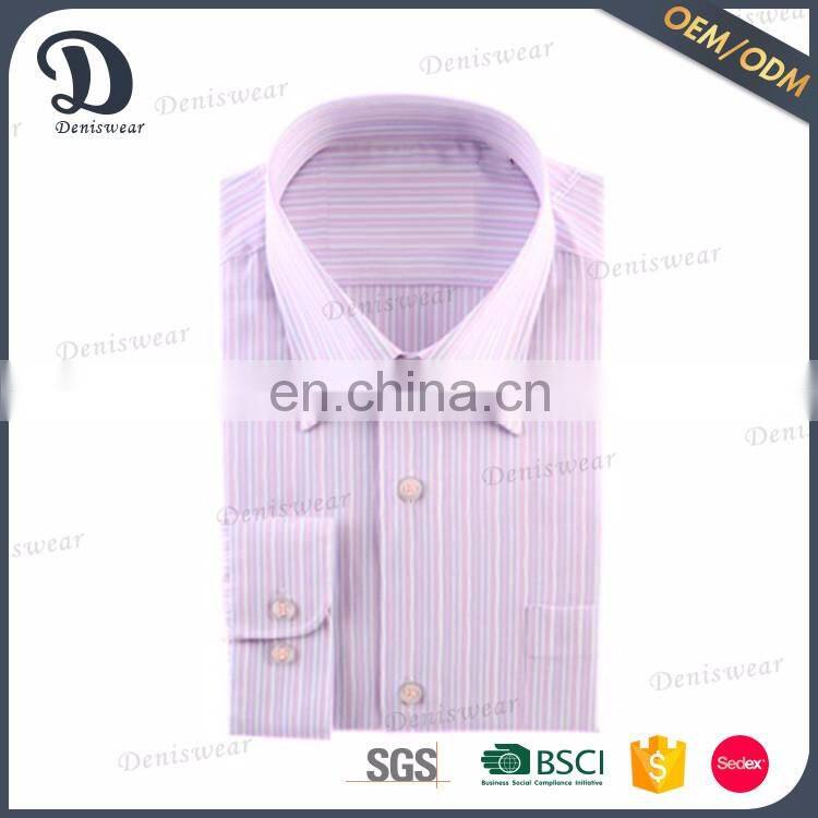 Cost price yarn dyed model man office shirts with narrow stripes