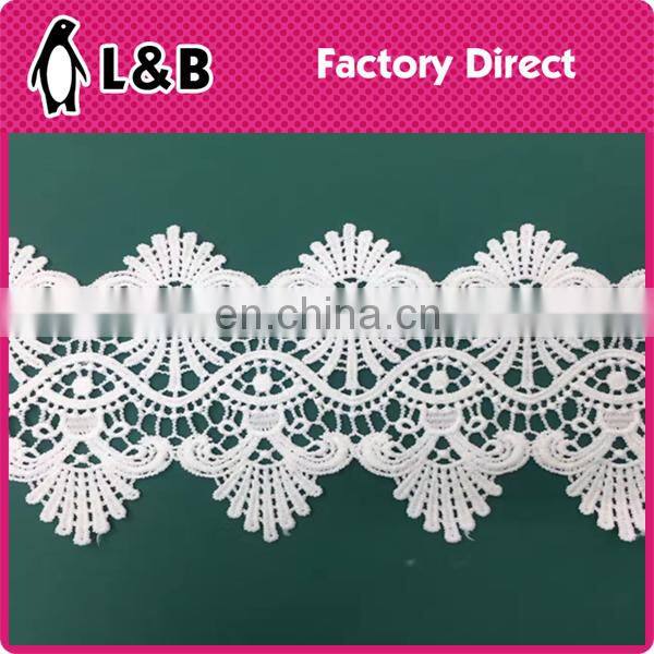 2017 wholesale white embroidery water soluble polyester lace
