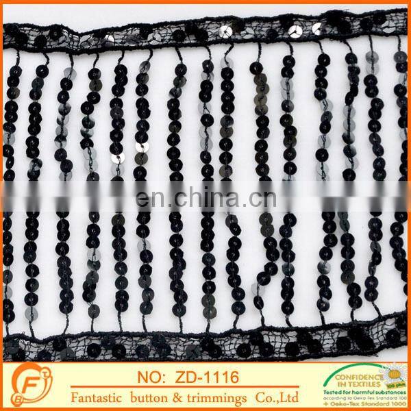 black sequins tassel for women garments accessories