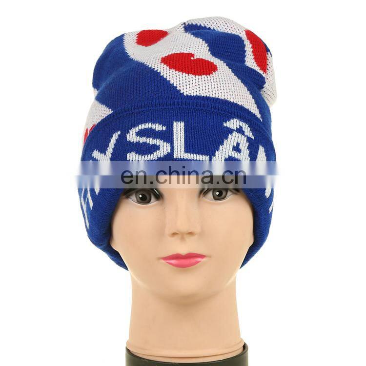 Women's acrylic cable knitted cuff beanie