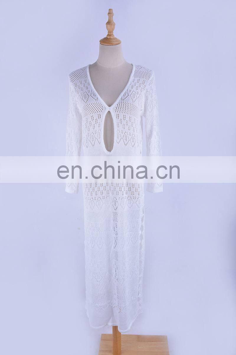 2019 Long crochet knitted beach cover ups swimsuit cover up beachwear woman swimwear