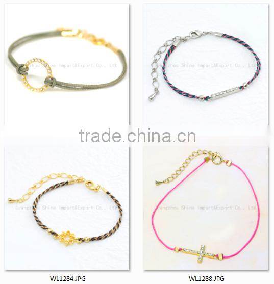 2015 Newest wax cord braid rock bangle heavy metal ancient charm bracelet for men