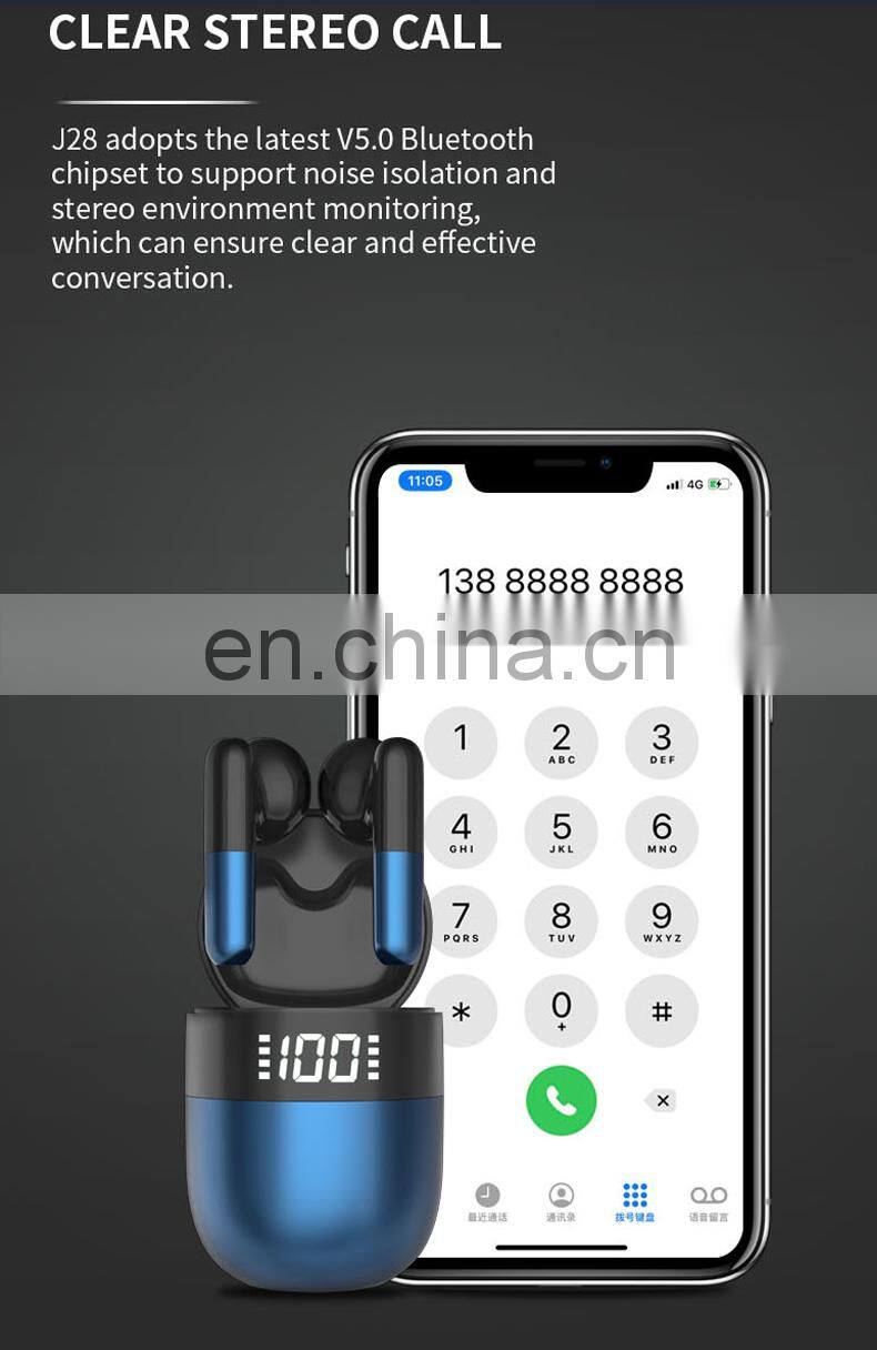 Tws Earbuds J28 Wireless Earpieces New Fashion Sports Headphones Gaming Music Headset