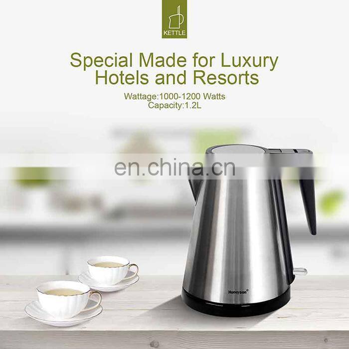 Hotel water kettle supplier price 360 degree rotated