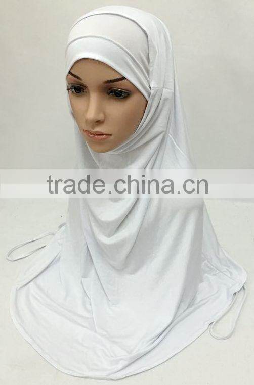 SOLID COLOR TWO PIECES modal COTTON HIJAB elastic long hejab