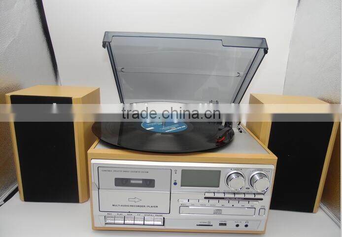 Wooden vinyl record wholesale with small MOQ, cassette player,USB turntable