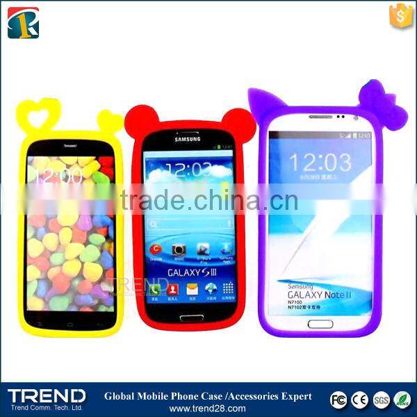 flexible round design cute rabbit ear universal silicon bumper for iphone 6 6s