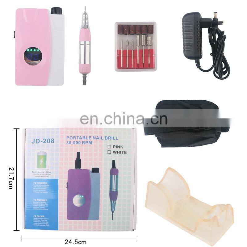 Hot Sell High Quality Pink Portable Cordless Rechargeable 25000RPM Manicure Nail Drill Machine Electric Nail File Machine