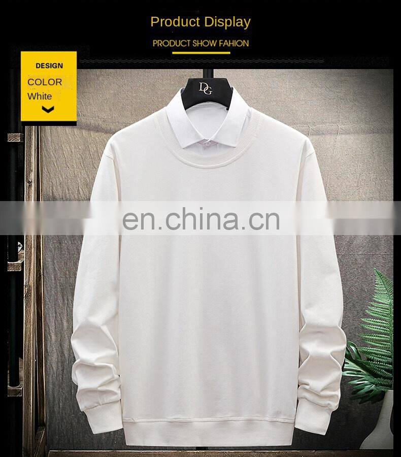 Custom brand round neck plain sweatshirt 100% cotton high quality men custom pullover hoodie plus size men t-shirt