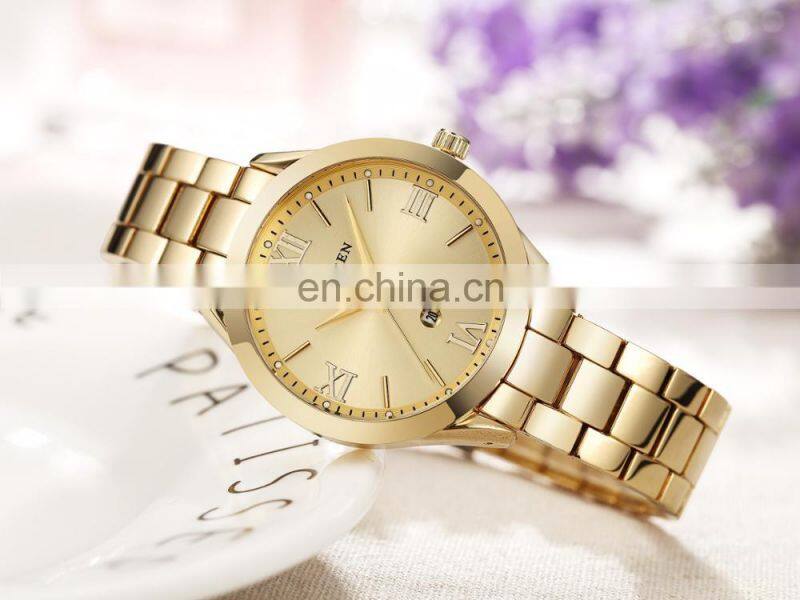 CURREN 9007 Elegant Quartz Japan Movt Ladies Watch Date Stainless Steel Women Fashion Hand Watches Clock