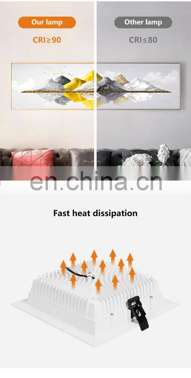 ALLWAY Modern Design Square Shape Wide Beam Angle Home Office Hotel 12W 18W 25W Led Slim Downlight