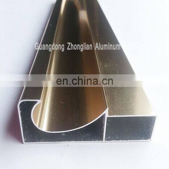 Anodized glass display extruded frame with aluminium kitchen cabinet handle profiles