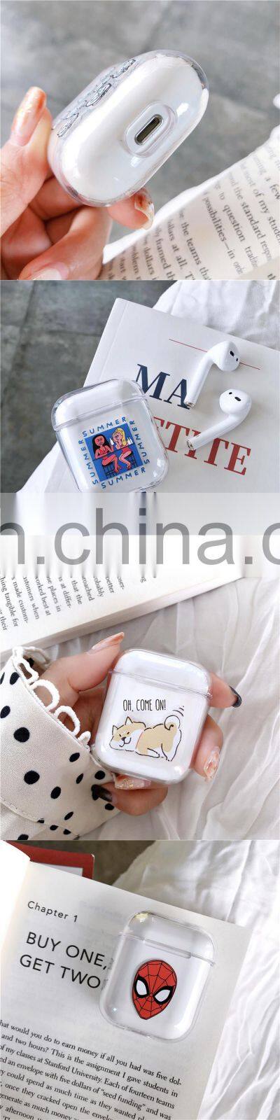 Cute Cartoon Clear PC Case For Airpods 1 2 Wireless Headphone Shockproof Box For Apple Air Pods