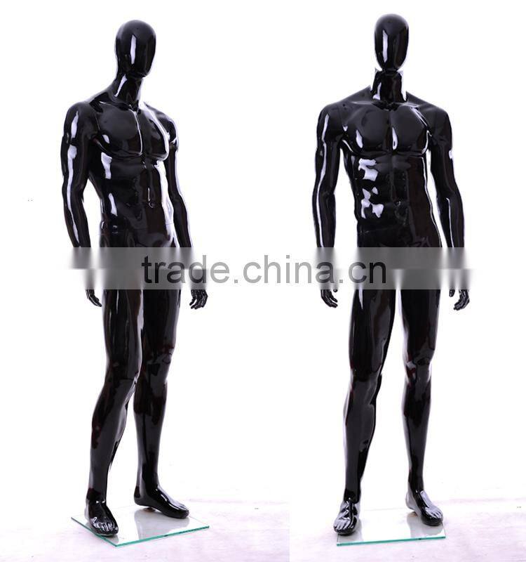 glossy black fiberglass stand male mannequin
