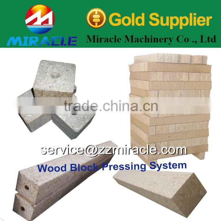 Wood waste molding machine for pallet feet/block process plant
