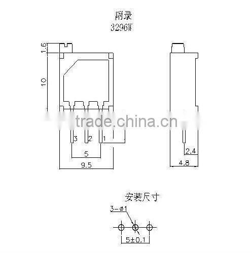 Linear multi-turns ceramic 1k 3296w potentiometer