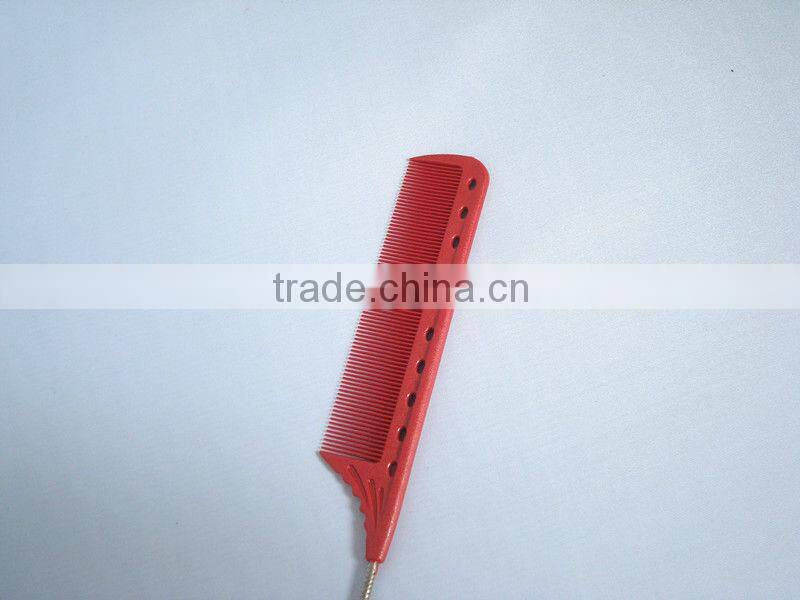 Red plastic comb, rat tail plastic hair comb