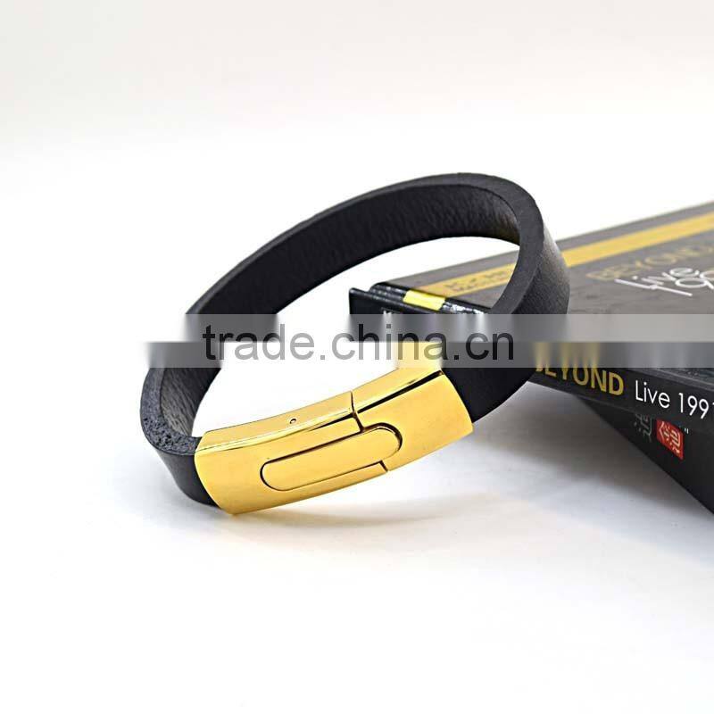 2016 New Fashion Customize Genuine Leather Bracelet For Man Magnetic Punk Bracelet