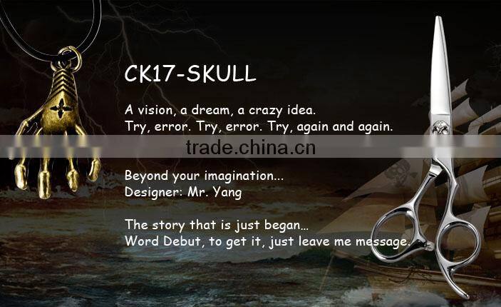 Razorline CK17-SKULL high quality hair cutting scissor, Hotest slim blade salon shears, Best barber hair scissors