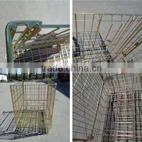 Industrial stackable foldable storage metal wire mesh containers