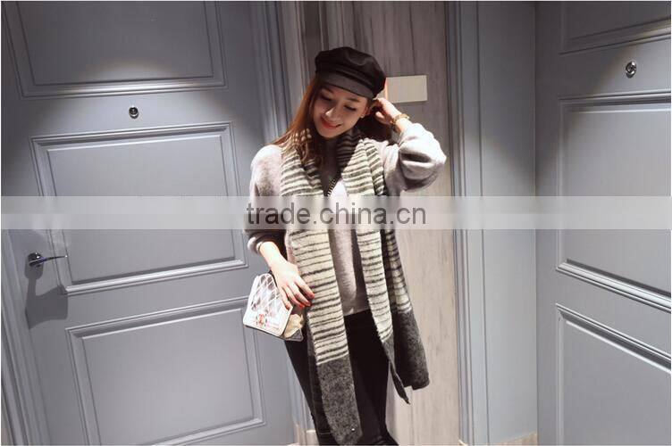 New Arrvial Winter Fashion Woman Long Striped Wool Knitted Scarf
