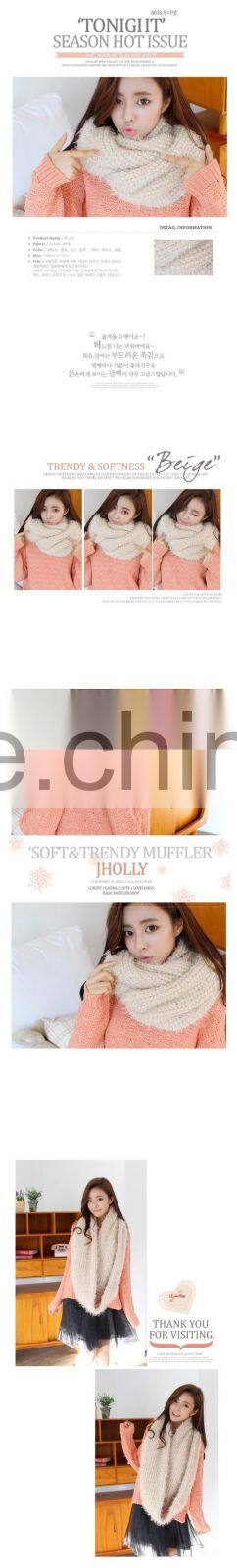 New Style Korean Fashion Soft Plain Knitted Lady Wool Neck Warmer