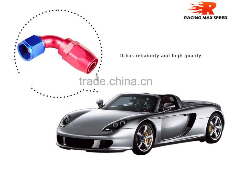 Aluminum oil cooler fitting 90 degree resuable hose end fuel line hose end fitting adaptor cutter shape blue and red 40-090-10