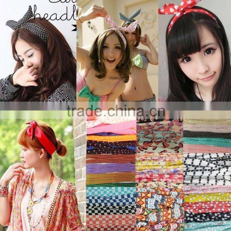 HOT 1 PC Lovely Kids Girls Lady Bow Headwear Hair Bands Hoop Rabbit Ear Wrapped Headband Party Wire Scarf Hair Accessories