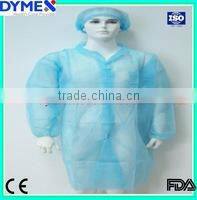 Surgical Disposable Lab Coats with Zipper and Elastic Cuff