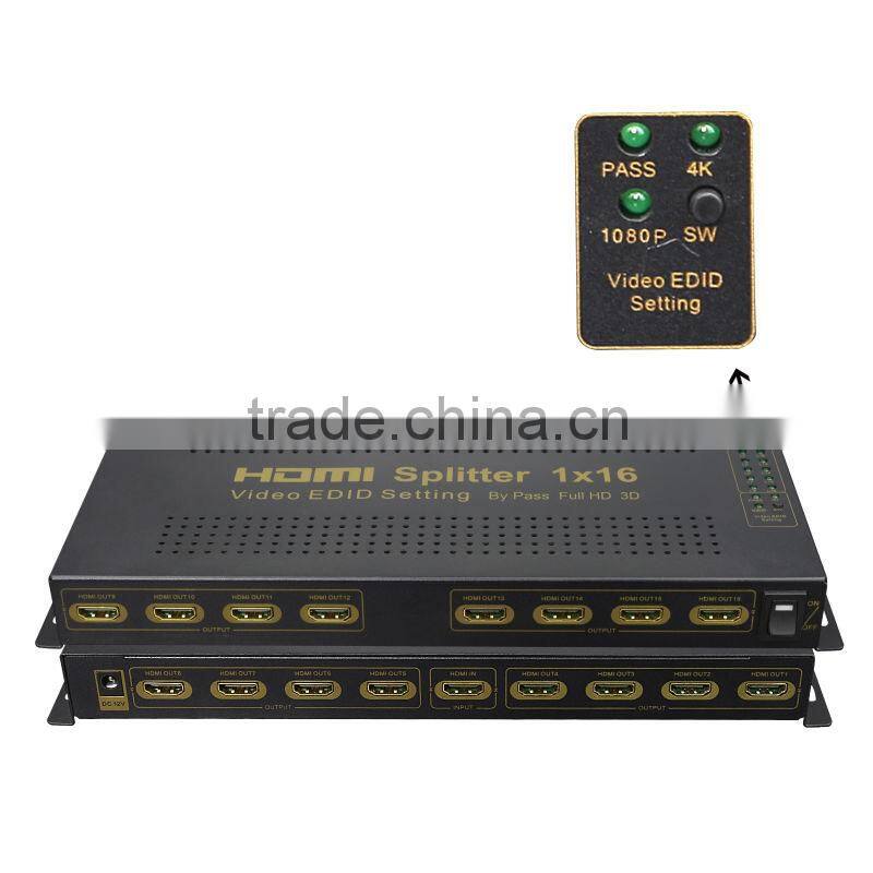 1x16 HDMI splitter with video EDID management