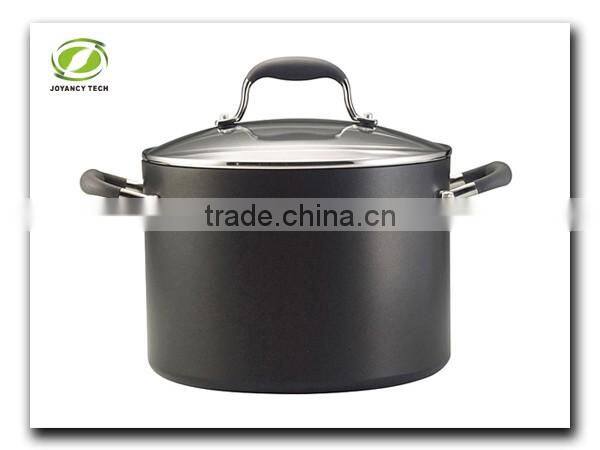 Aluminum Black Hard Anodized Non-stick Cookware Large Milk Pot Cooking pot Casserole Pasta Pot Stainless steel Handle