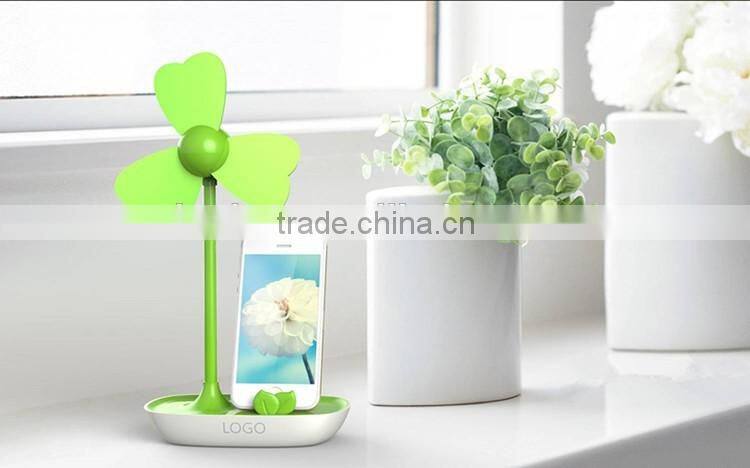 Promotion Universal ODM LOGO Super Sound-Off Strong Wind Small USB Phone Holder Desk Electric Fan Motor