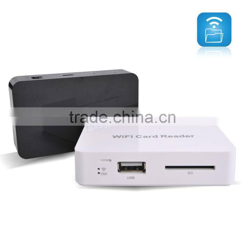 USB2.0 portable wifi card reader Support HDD/U disk /SD/SDHC/SDXCup to 128GB