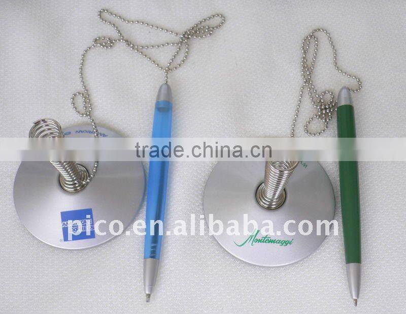 Metal spring based table pen with chain for promotion