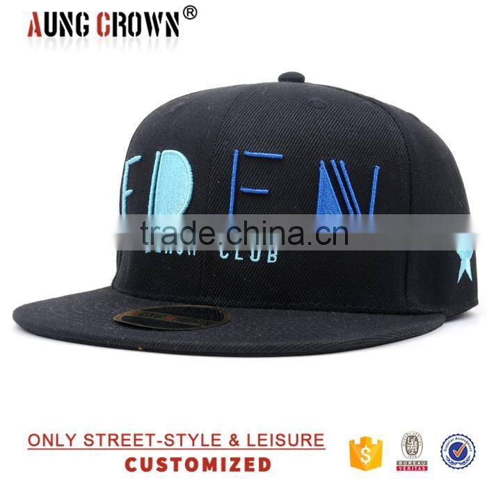 Customized flat brim embroidery designer snap back caps