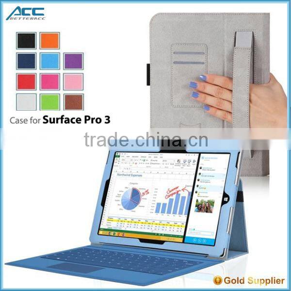 Hand strap Protective leather case for microsoft surface pro 3