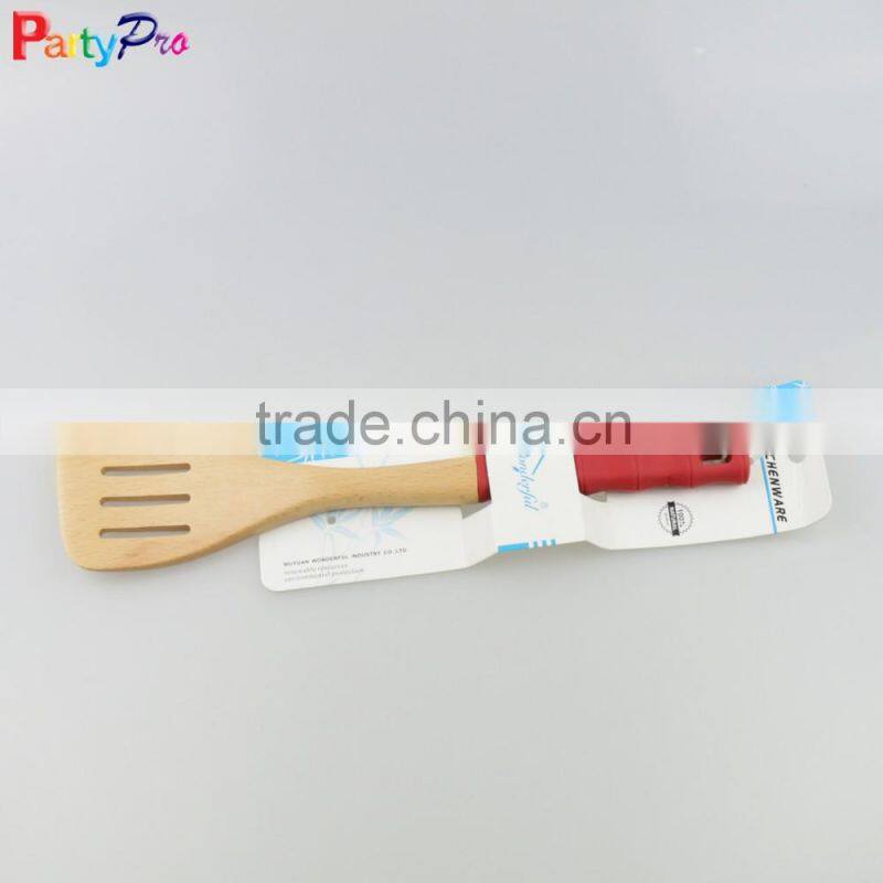 2016 Hot sale Bamboo kitchen utensils with silicone handles