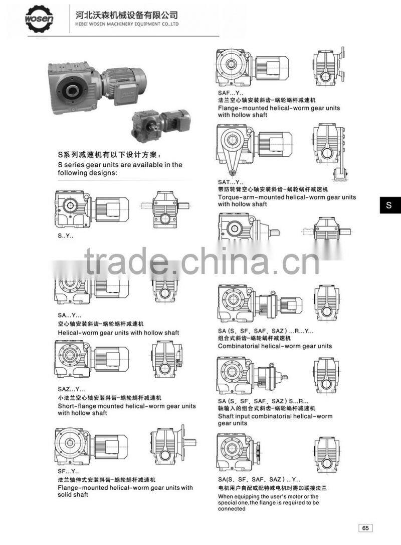 S97 SAF97 Ratio of 12.75~ 230.48 gear box motor helical gears hardened tooth surface modular one-piece gear speed reducer