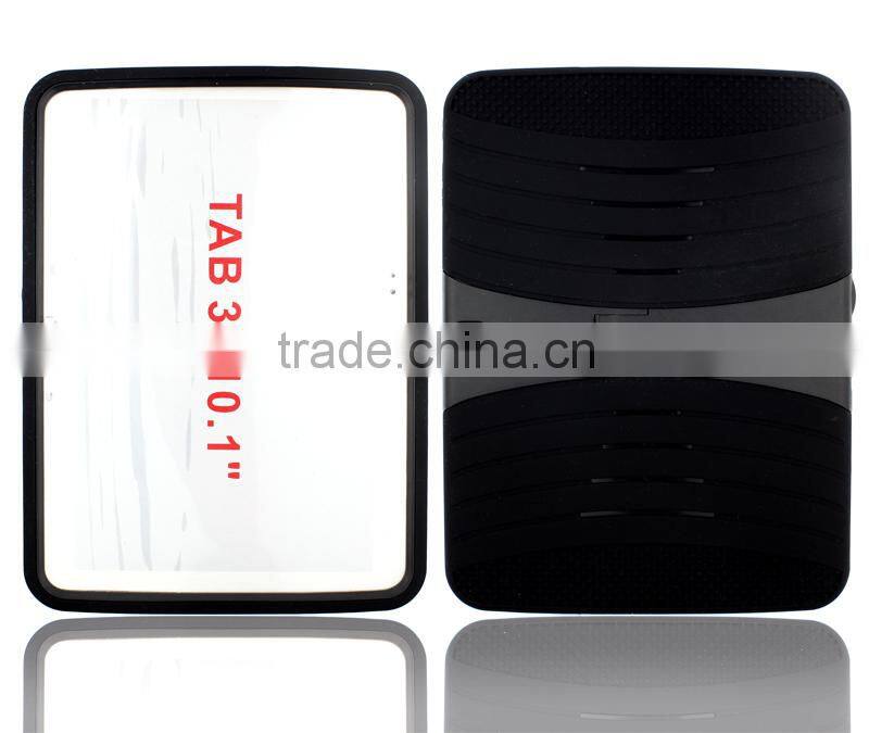 Coutinue Hot selling Heavy Duty Rugged impact case tough hard kickstand silicone rubber Case for Samsung Galaxy Tablet 3 10.1