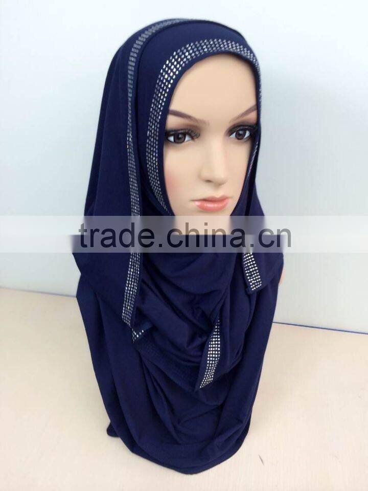 JL072 latest cotton jersey scarf with rhinestones