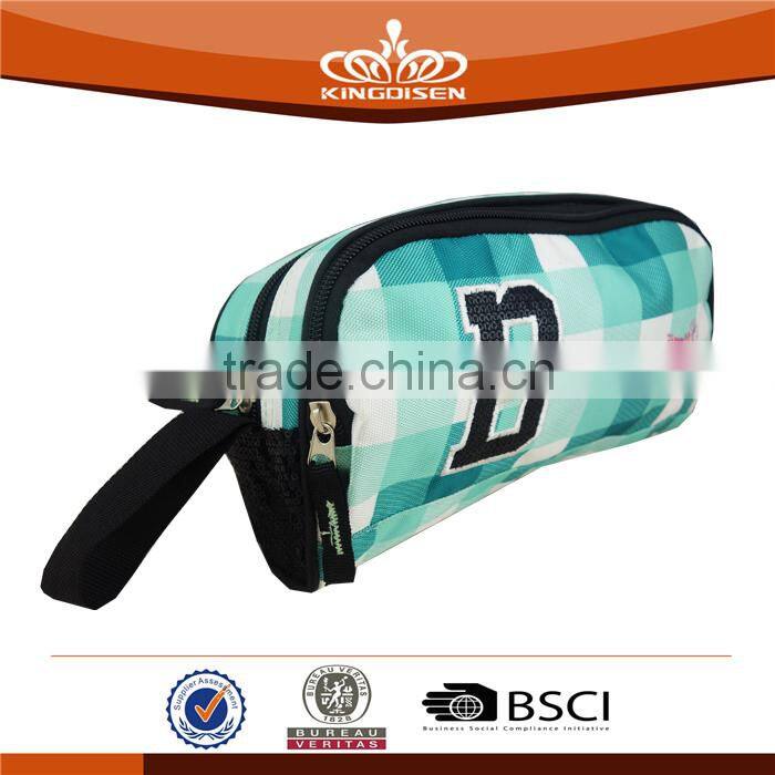 fashion double zipper pencil bag for kids