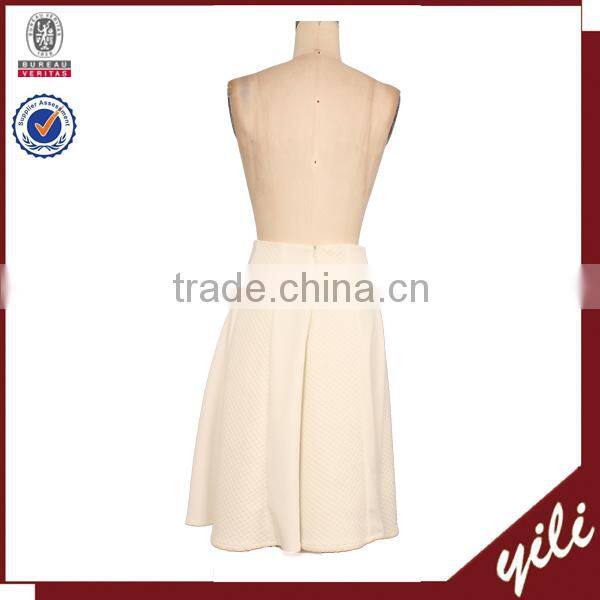 dongguan 2015 simple but elegant white color wholesale under knees skirts