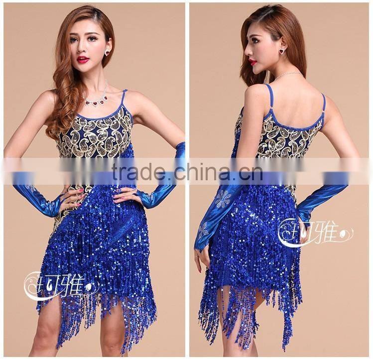 2016 High quality sexy shining tassel adult latin dance dress for women latin dance costumes on sale