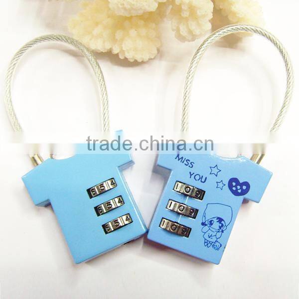 small 3-digital code retractable cable lock luggage