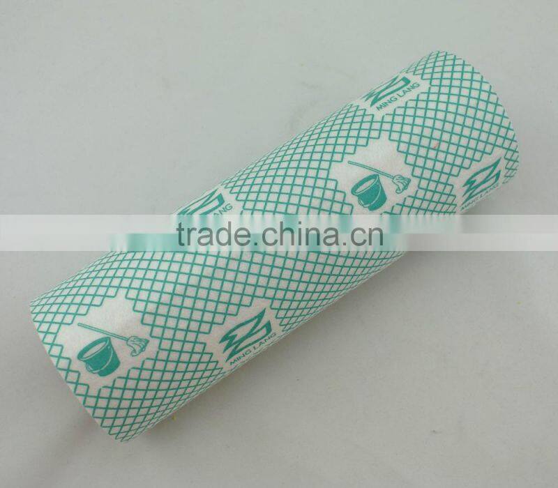 Printed nonwoven floor wiping cloth rolls