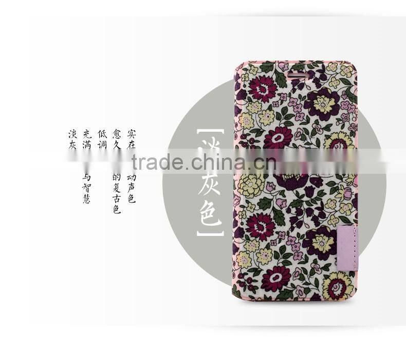 Lovely Floral Leather Case Flip Stand Phone Case With Card Slots For iPhone 6S