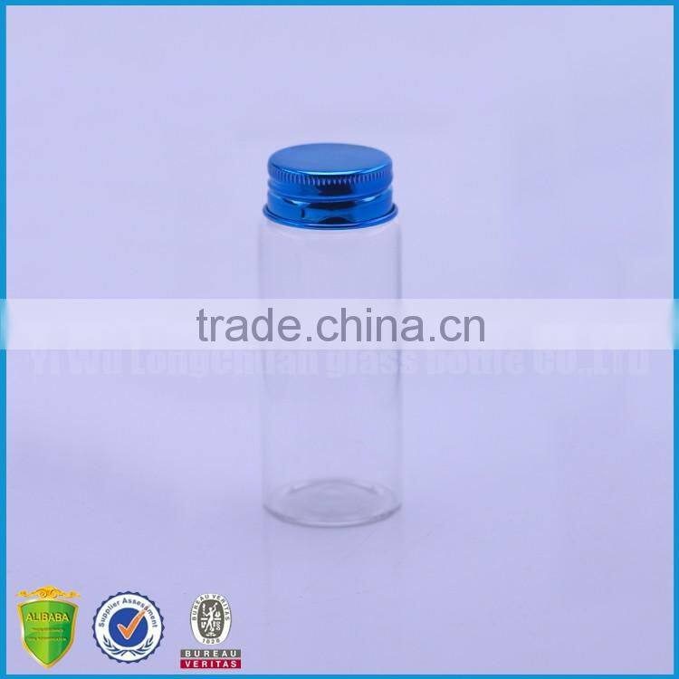 95ml Clear Neck Finish Glass Vials For Perfumes With Blue Aluminum Continuous Thread Cap With liner