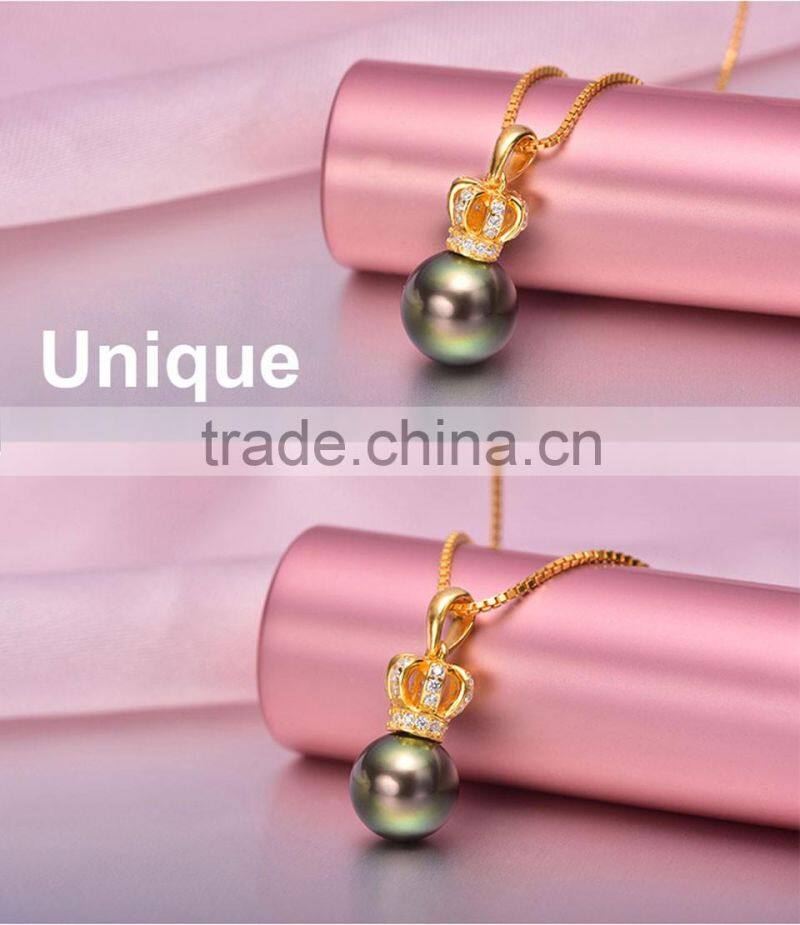 fine jewelry 9--10mm tahitian black pearls pendant for women