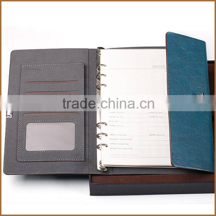 High class 6 ring binder leather agenda